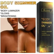 Ikzee Body Shimmer Oil, Liquid Highlighter Golden Brown Shimmer Body Oil, Long Lasting & Smooth Natural Matte Finish for Dry Face and Body Highlight Makeup Party