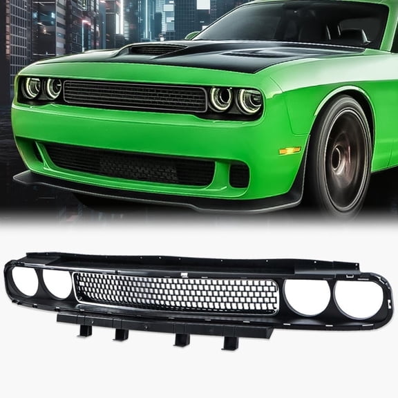 CROSSDESIGN Front Bumper Upper Grille Grill Chrome Trim Molding Fit for Dodge Challenger 2008-2014 68043388AB CH1200338