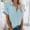 Light Blue, variant on Fashion Woman Causal Button Solid Blouse Short Sleeve T-Shirt Summer Tops
