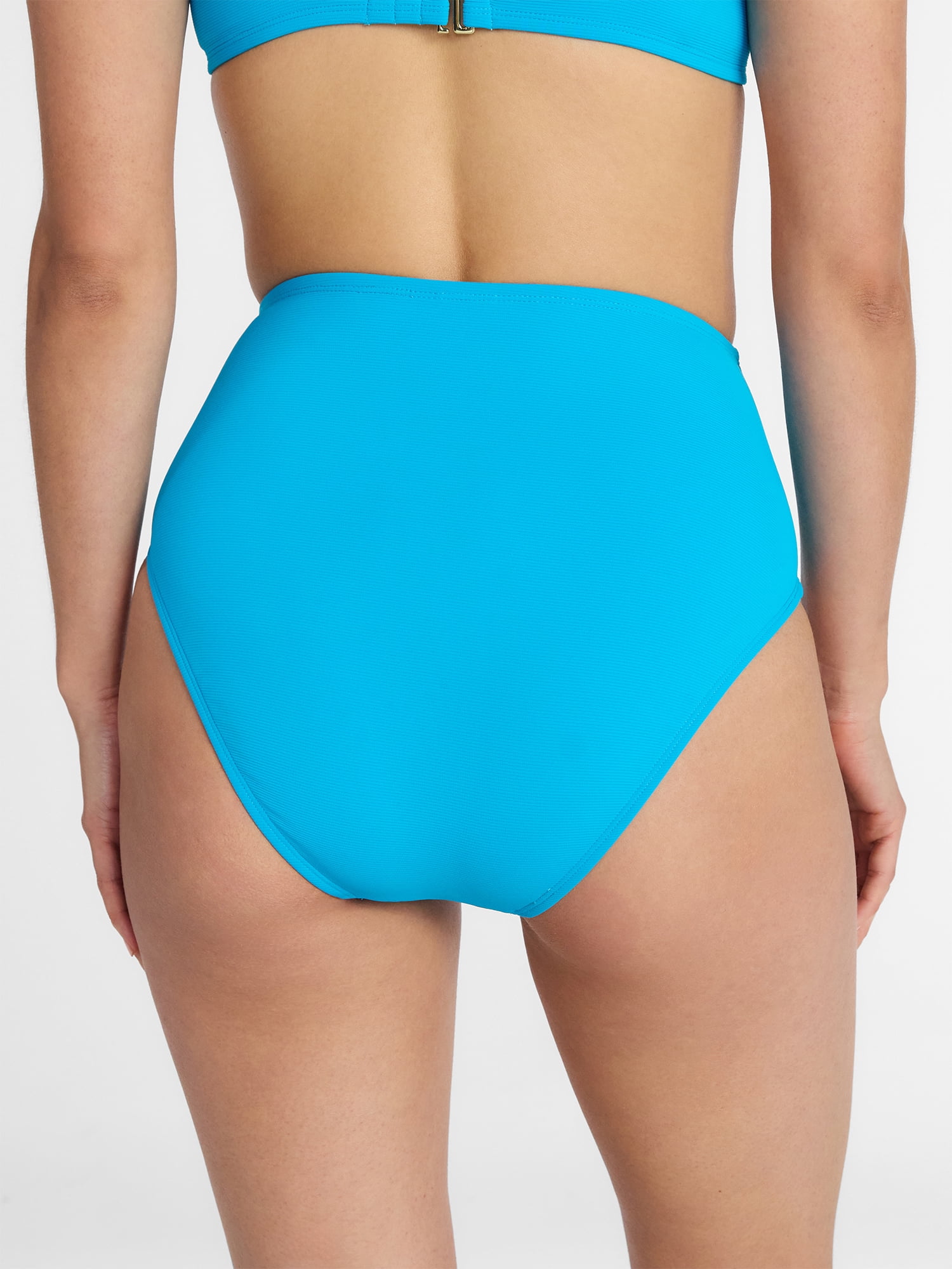 Time and Tru Women's and Women's Plus Ribbed High Waisted Bikini Bottoms, Sizes XS-3X