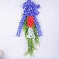thumbnail image 5 of Patriotic Red White Teardrop Wreath - 4th of July Independence Day Decoration with Blue Bow - 29.5 Inch Outdoor Front Door Garland, 5 of 9