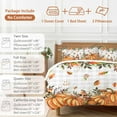 thumbnail image 6 of Thanksgiving Orange Pumpkin Bedding Duvet Cover Set Full Size 4 Pieces Fall Mushroom Leaf Gray Plaid Bedding Set with Zipper Closure, 1 Comforter Cover 86x86 Inches 1 Flat Sheet & 2 Pillow Cases, 6 of 7