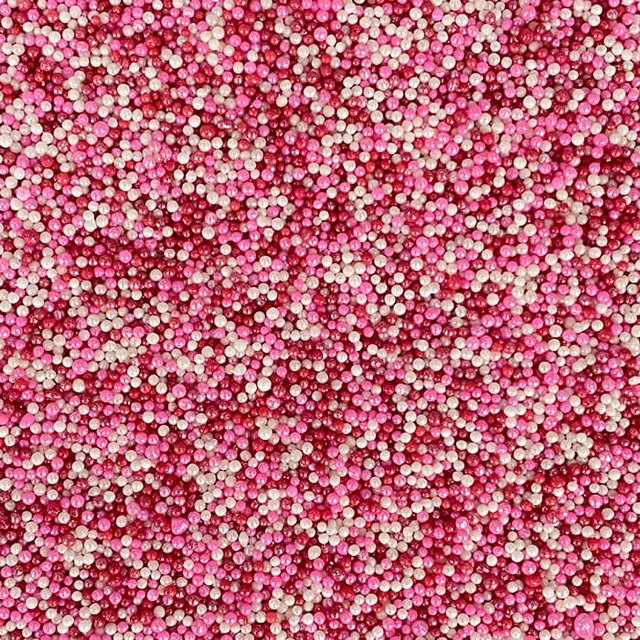 Confettis Nonpareils MINI Mélange Perles Rouges, Roses et Blanches 80 g