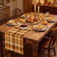 thumbnail image 2 of Orange Checked Fall Table Runner - 90 Inch Long Thanksgiving Buffalo Plaid Cotton and Linen Blended Dress Scarves Farmhouse Table Runner for Kitchen Dining, Coffee Table, 13" x 90", 2 of 8