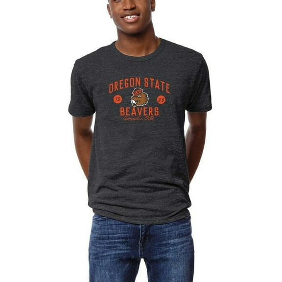 Men's League Collegiate Wear Graphite Oregon State Beavers Victory Falls Tri-Blend T-Shirt