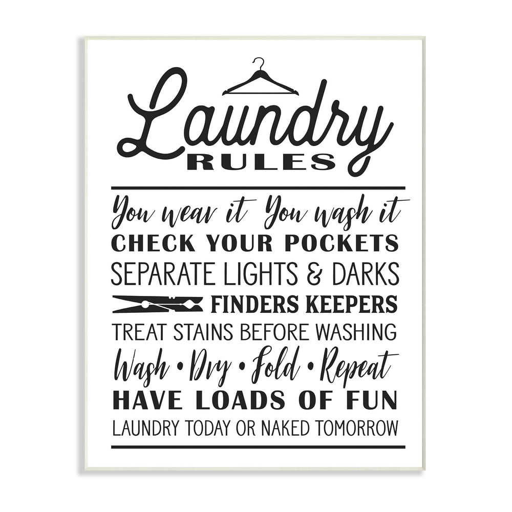 The Stupell Home Decor Collection Laundry Rules with Hanger Typography