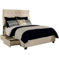 thumbnail image 1 of Manhattan Fabric Upholstered "Steel-Core" Platform King Bed/2-Drawers Ivory, 1 of 1