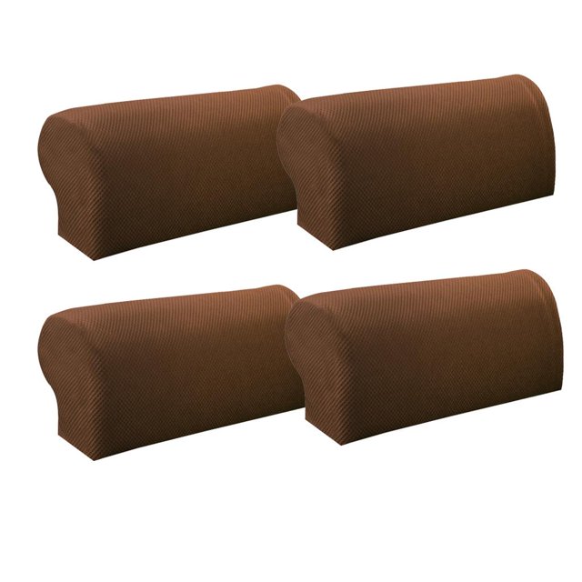 2 Par / 4 Unids color Sofá Elástico Reposabrazos Sillón , Tejido Spandex De Poliéster marrón Yotijar Cubiertas de reposabrazos de sofá
