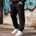 thumbnail image 6 of Basysin Men Jogger Cargo Pants Elastic Drawstring Waist With Pockets Trousers Solid Color Lounge Walking Jogging Outdoor Casual Workout Home, 6 of 6