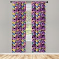 thumbnail image 4 of Ambesonne Psychedelic Window Curtains, Trippy Geometric Hues, Each 28" W x 63" L, Violet and Soft Pink, 4 of 4