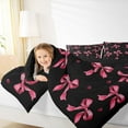 thumbnail image 2 of Homewish Black Pink Bowknot Bedding Comforter Set for Kids, Kawaii Princess Ribbon Twin Comforter Sets, Cute Cartoon Reversible Bedding Set, Super Cozy Room Decor, 2-Piece, 2 of 8