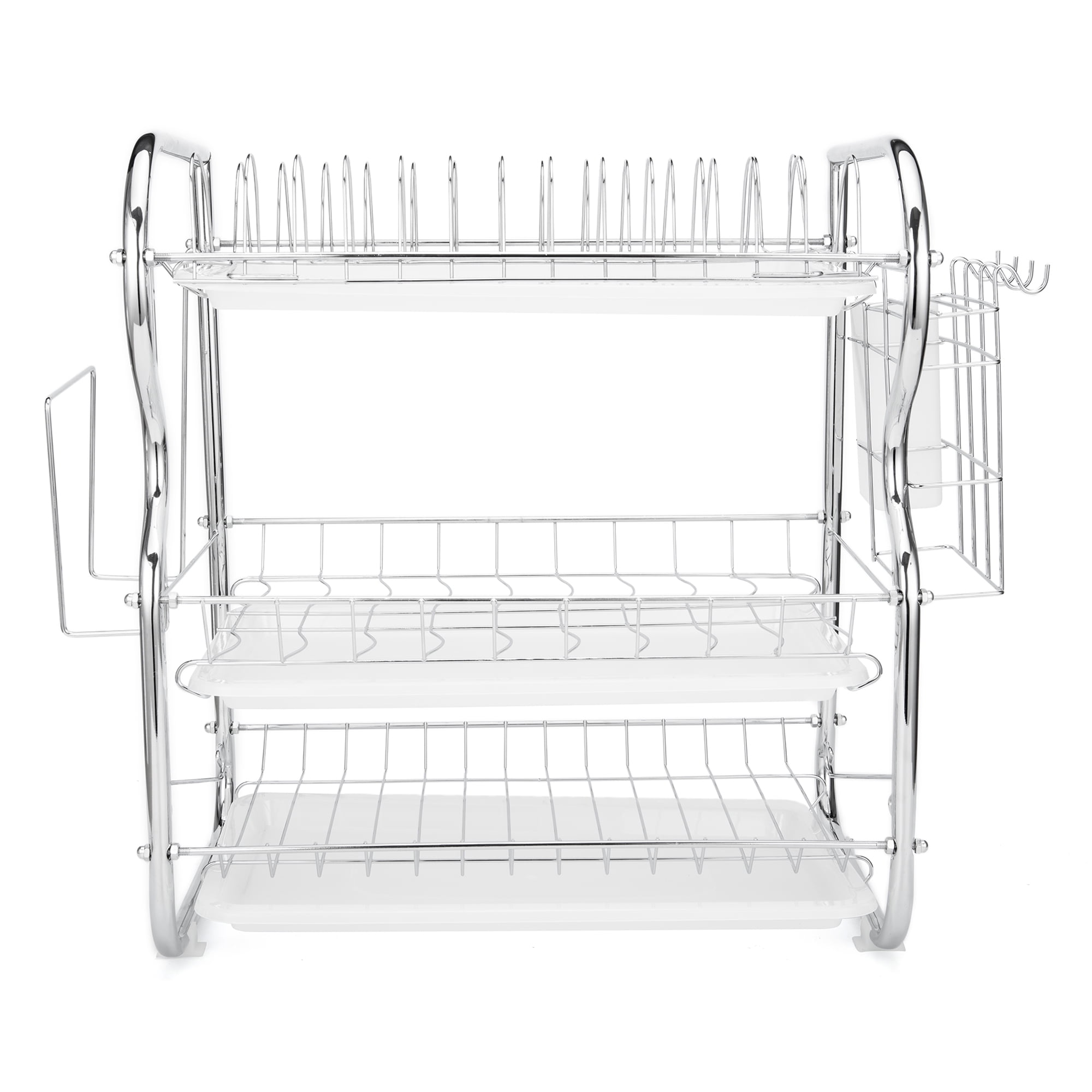  Linkidea Aluminum Dish Drying Rack, 16.9 x 12.6 Compact  Rustproof Dish Rack and Drainboard Set, Dish Drainer Strainers with  Adjustable Drainage and Removable Cutlery and Cup Holder Fit Kitchen: Home 