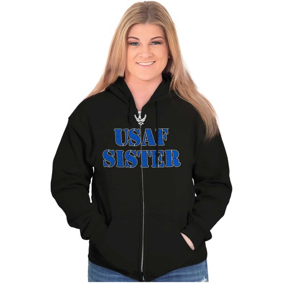 US Air Force USAF Sister Proud Sis Zip Hoodie Sweatshirt Women Brisco Brands S