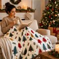 thumbnail image 5 of Cififendec Christmas Multi Color Tree Print Fleece Throw Blanket, 51.18"×39.37", Soft Plush Blanket with Xmas Tree Patterns for Bed Sofa Holiday Lounging, 5 of 7