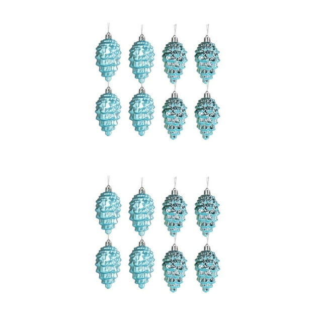 kurtrusly 8piece Christmas Decorations Exquisite Pine Cone Decorations For Magical Lake Blue 2Set
