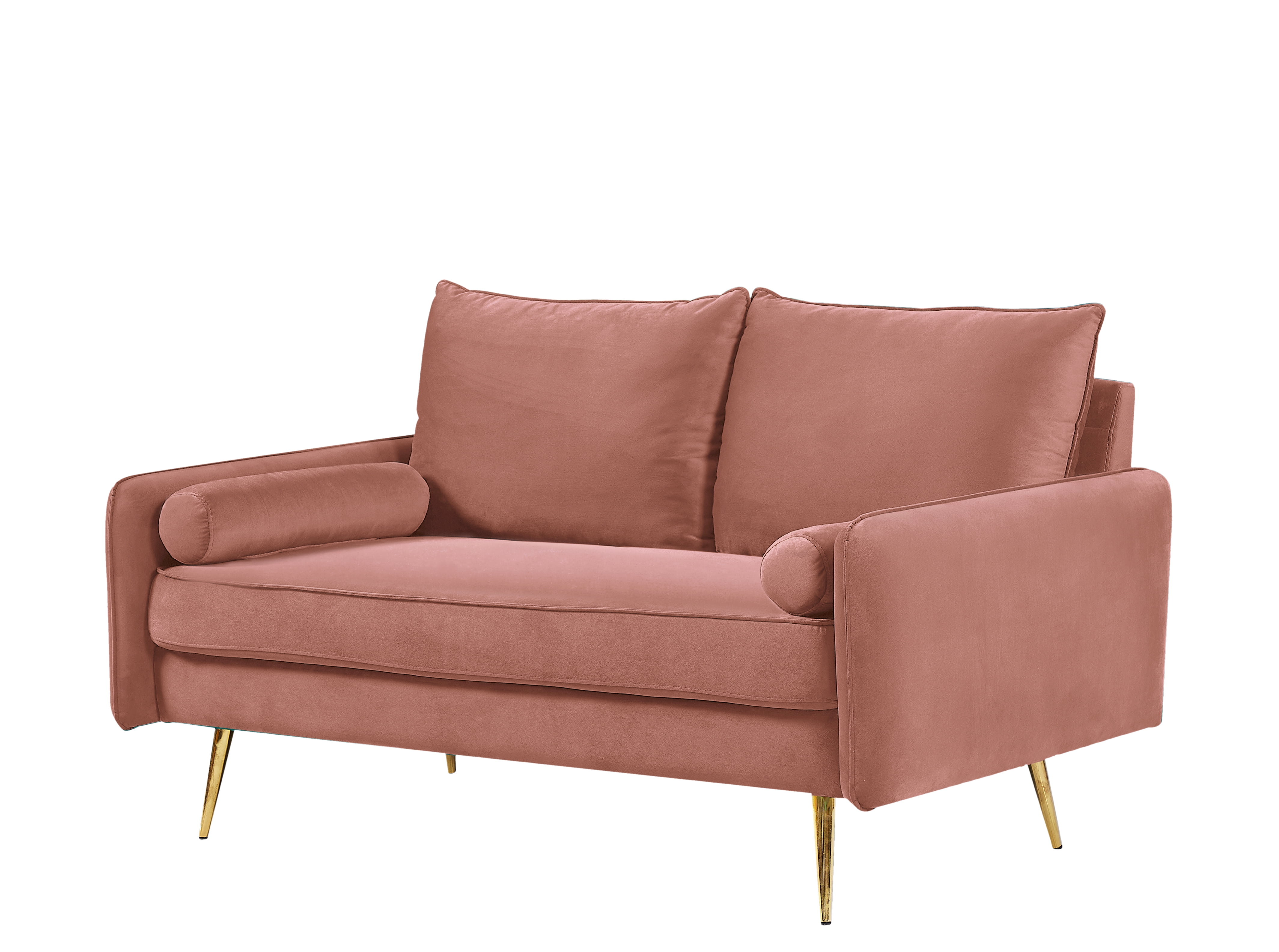 US Pride Furniture Villeda 58''W Polyester Square Arms Loveseat, Pink