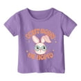 thumbnail image 4 of Kids Easter Shirts Girls Rabbit Print Short Sleeve T Shirts Crew Neck Comfy Easter's Day Kids Summer Clothing 6-7 Years,Purple, 4 of 4