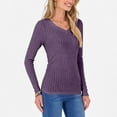 thumbnail image 2 of Maplenight Long Sleeve Shirts for Women V-Neck Ribbed Knit Slim Fitted Lightweight Sweaters Fall Dressy Casual Travel Work Tops, 2 of 4