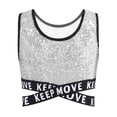 thumbnail image 5 of Aislor Kids Girls Jazz Latin Modern Hip Hop Dance Crop Tops Gymnastics Vest Dancewear Tank Top Silver 4, 5 of 7