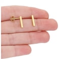 thumbnail image 2 of 14k Yellow Gold Bar Earrings Polished Stud 12.5mm Line Stick Minimalist Earrings, 2 of 7
