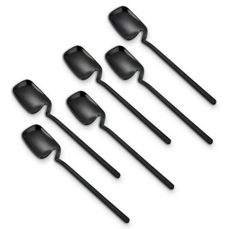 

FANCY Pack of 6 Coffee Spoons Stainless Steel Dessert Chocolate Milk Hanging Long Handle Teaspoons Home Restaurant Spoon Accessories Black