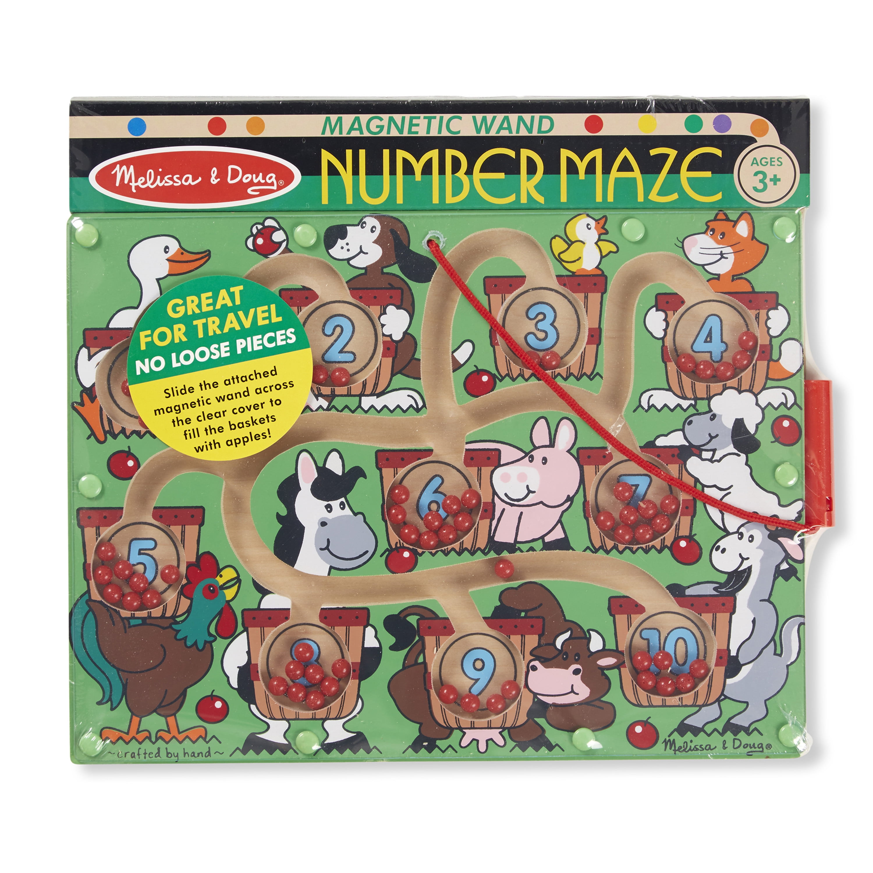 Melissa Doug Magnetic Wand Number Maze Wooden Puzzle Activity