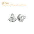 thumbnail image 3 of Uxcell ST5x8x10mm Phillips Pan Head Self-tapping Screw with Washer, 50 pack - 304 Stainless Steel Wood Screw (Silver), 3 of 6