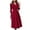 Wine, variant on Fesfesfes Women Dress Lapel Printing Three Quarter Sleeves High Waist Lacing Bow Belt Dress Plus Size $10
