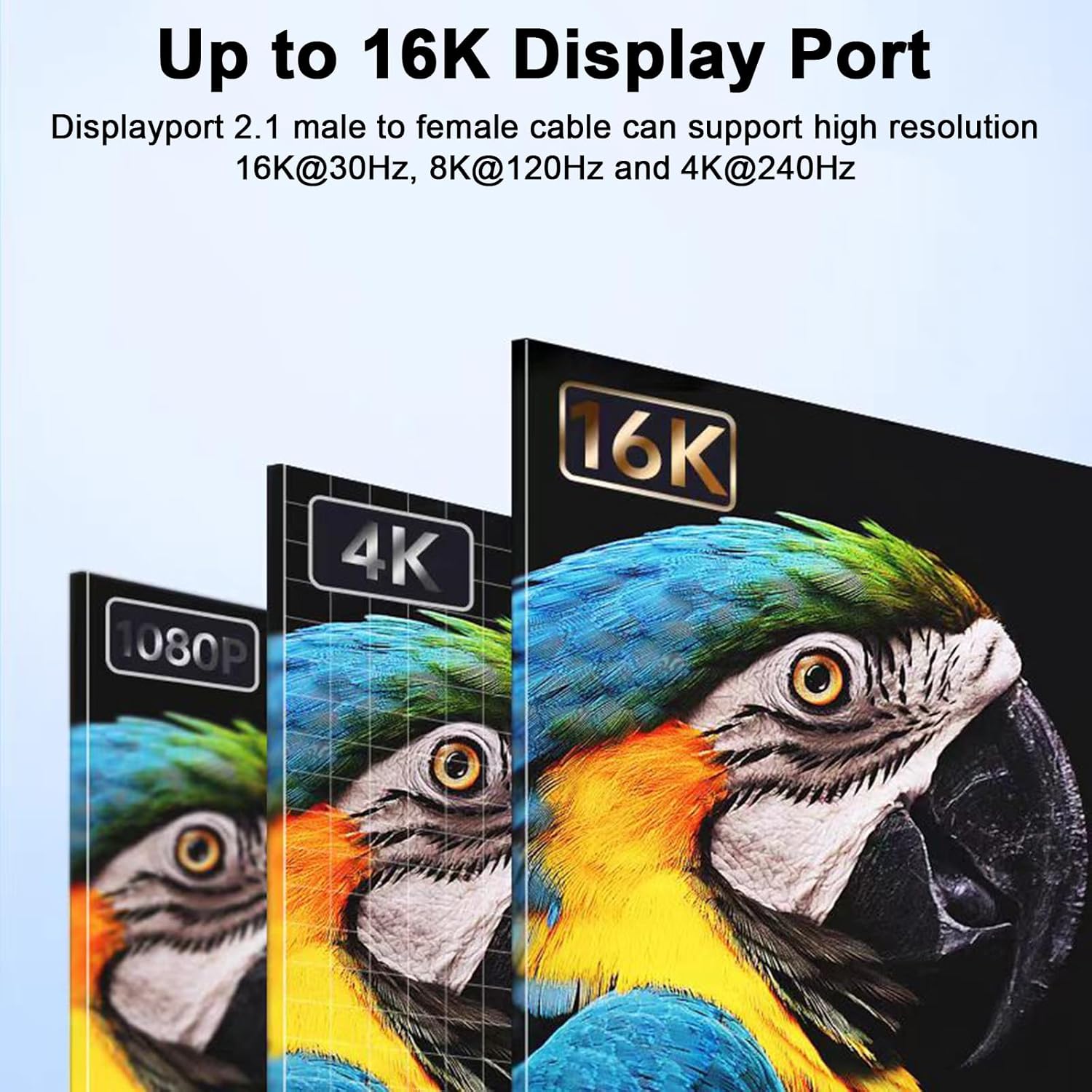 JJEAN-54Gbps Displayport Extension Cable 1.5FT, 90 Degree Right Angle Displayport 2.1 Male to Female Cable Support for 16K@30Hz, 8K@120Hz, 4K@240Hz 165Hz, HDR, HDCP, Gaming Monitor, TV, Graphics
