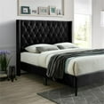 thumbnail image 4 of Pemberly Row Lit Plateforme Grand Moderne en Velours Peluche Capitonné, Noir, 4 of 5