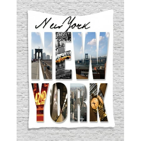 Nyc Decor Wall Hanging Tapestry, New York City Themed Collage Featuring With Different Areas Of The Big Apple Manhattan Scenery, Bedroom Living Room Dorm Accessories, By (Best Schools In Manhattan Nyc)