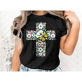 thumbnail image 2 of Boho Floral Cross Religious Church Gift for Men Women Kids T-Shirt Floral Cross Faith Pray Birthday Holiday Presents Tshirt, 2 of 10