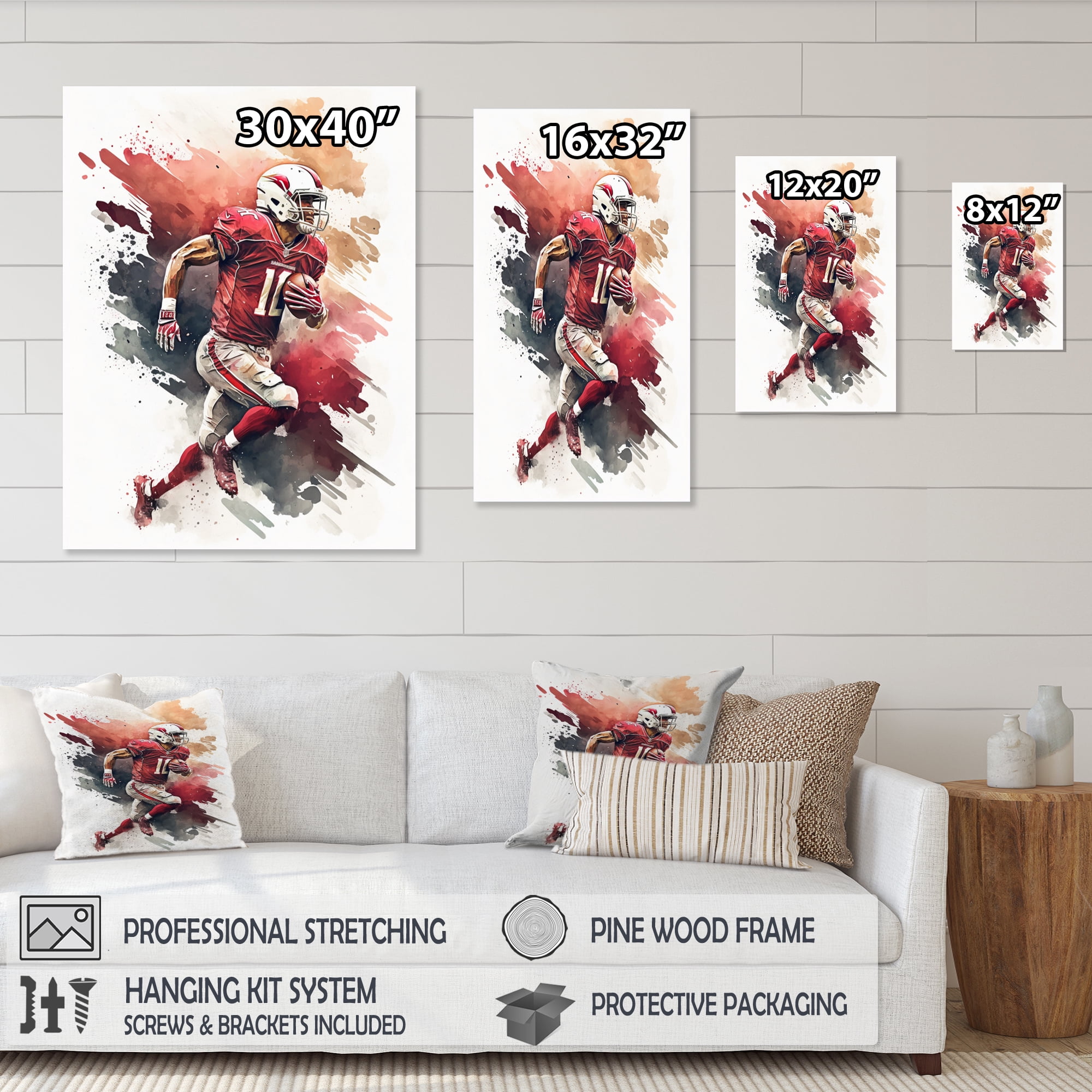 Designart Football Player On Field I Canvas Wall Art