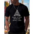 thumbnail image 1 of Summer Casual Short Sleeve Tees for Men, Triangle Real Eyes Realize Real Lies Print Tee Shirt, 1 of 5