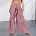 thumbnail image 4 of Pantalones Palazzo de Pierna Ancha Para Mujer Pantalones de Cintura Alta Pantalones Largos de Vendaje Sólido Casual de Moda Odeerbi ODB177349, 4 of 8