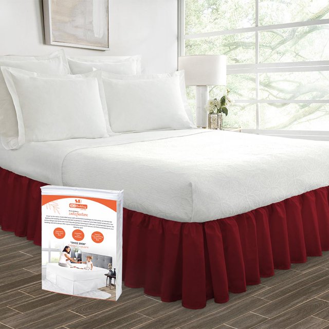 SGI Bedding 16 Inch Ruffled Bedskirt | Microfiber Ruffled Bed Skirt | Fade-Resistant, Wrinkle-free, Anti-static, Decorative, Extra Storage Space, Clutter-Free |California King, Burgundy