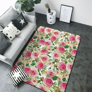 Area Rugs, Beautiful Rose Flowers Washable Large Rugs for Living Room Bedroom Dining Room, Non-Slip Soft Fuzzy Indoor Rug Carpet Floor Mats for Entryway Premium Home Decor 80x58in