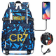 thumbnail image 2 of Mochila para estudiantes jóvenes con estampado de fútbol dorado, mochila de viaje de ocio para hombres y mujeres, 2 of 6
