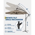 thumbnail image 3 of Parasol Déporté avec Base Incluse, Ombrage de 10 Pi pour 2 à 6 Personnes, Conception Extérieure Décalée avec Rotation à 360 Degrés et Inclinaison Infinie, Auvent Durable et Résistant à la Décoloration pour Terrasse, Piscine, Jardin, Cour Arrière, Beige, 3 of 8