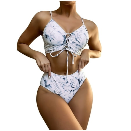 YANHAIGONG Women s Ladies Bikini Sets Beach Swimwear Bathing Suit Fashion Women One-piece Swimsuit Waistless Printing Halter Lace Women s Ladies Bikini Sets Beach Swimwear Bathing Suit Bikini