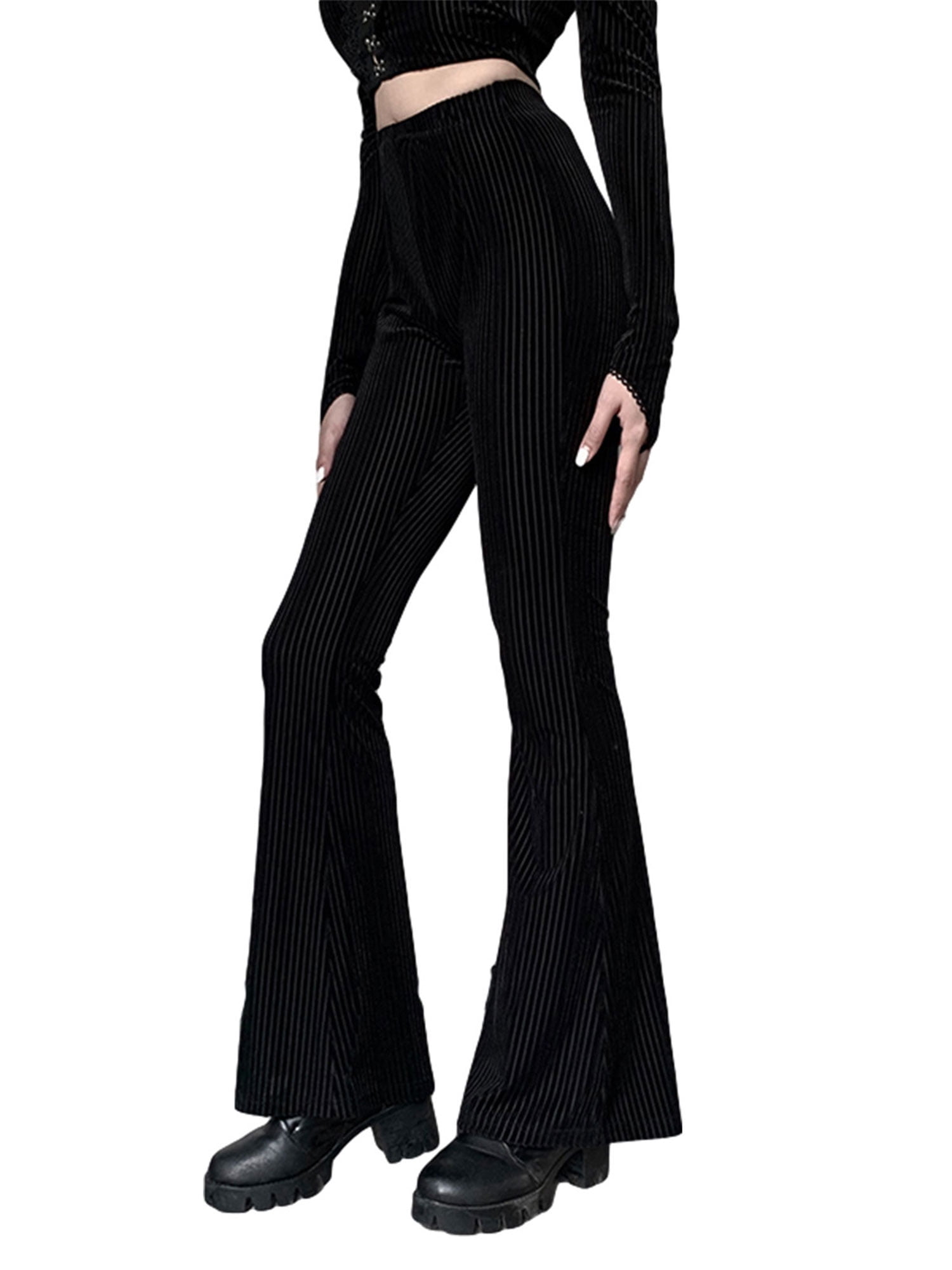 High Waist Suede Ribbed Trousers 