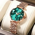 thumbnail image 3 of OLEVS Women Watch Fashion Rose Gold Diamond Analog Quartz Female Watch for Women Luxury Dress Ladies Stainless Steel Luminous Waterproof Date Wrist Watches Green Dial, 3 of 9