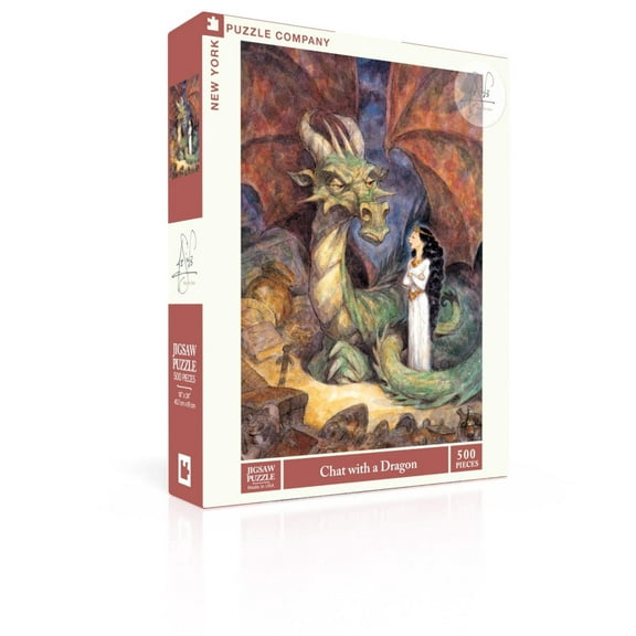 New York Puzzle Company Chat with a Dragon 500 Piece Jigsaw Puzzle