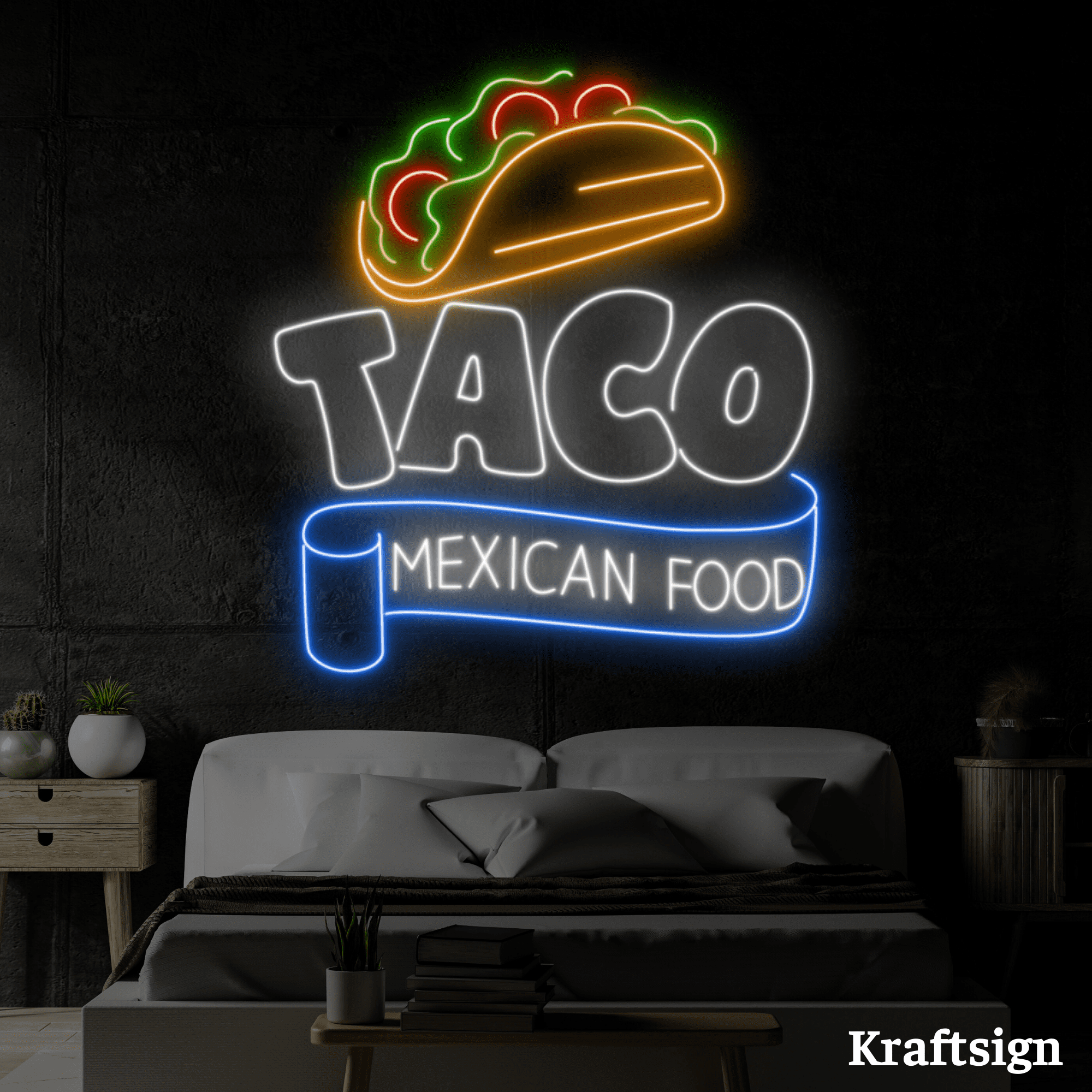本物　ネオン管　TACOS Craftnamesign Taco Neon Sign, Mexico Food LED Sign, Tacos