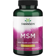Swanson MSM - Essential Minerals Promoting Mobility and Joint Health Support - Helps to Maintain Connective Tissue Health Including Cartilage, Collagen, and Hair - (120 Capsules, 1000mg Each)