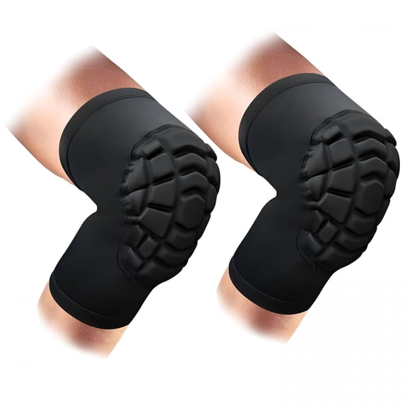 BESTSKY Wrestling Knee Pads 2 Pack, Short Compression Knee Sleeve with Anti-Slip Strips, Thickened Joint Protection for Football Basketball Volleyball, Breathable Sweat Wicking (Black, Large)