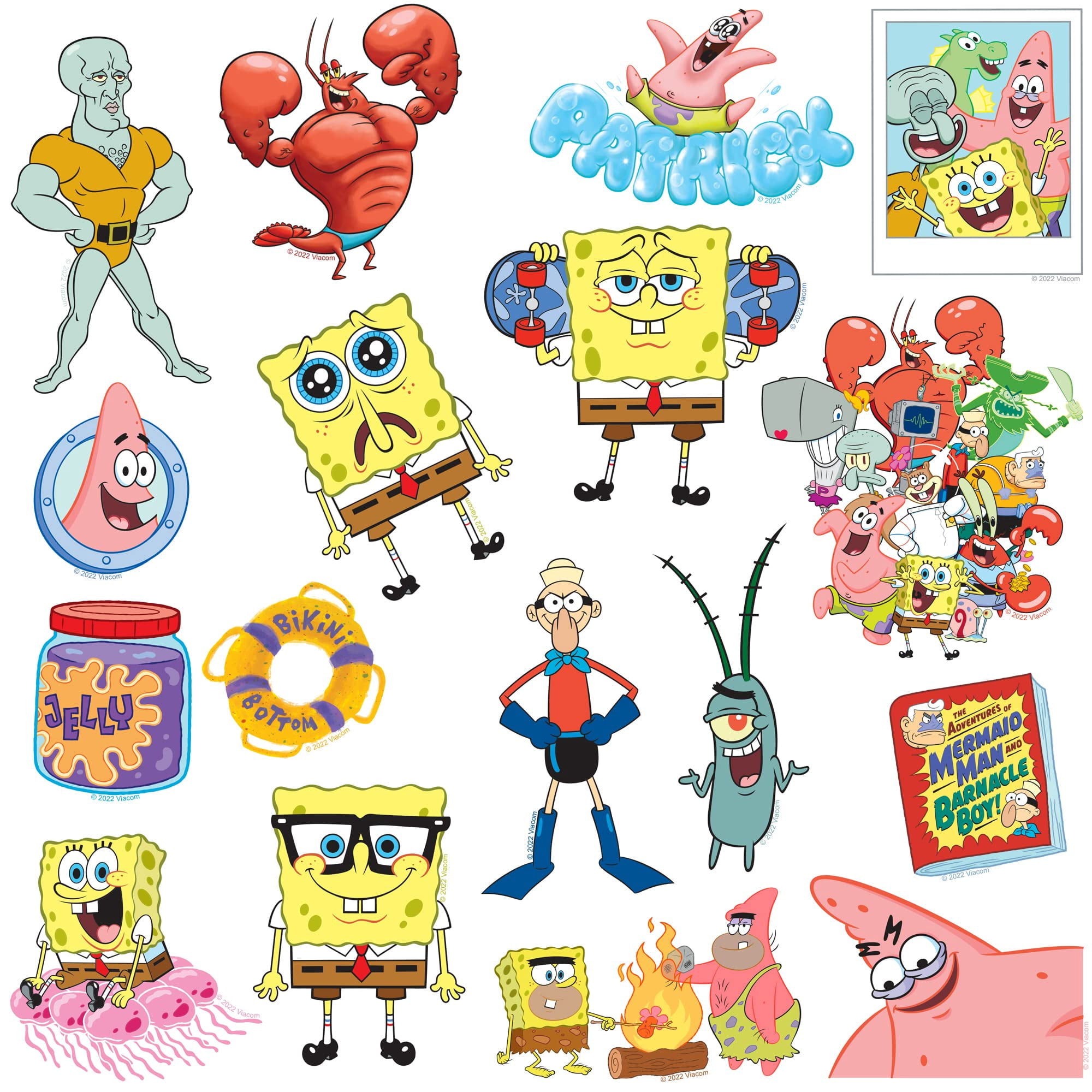 Spongebob Squarepants Character Sticker Pack 150ct Vinyl Decals  Bikini Bottom Favorites, Cartoon Humor Art & Ocean-Themed Designs for Laptop, Water Bottle, Scrapbooking, Tablet, Indoor & Outdoor