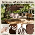 thumbnail image 5 of GVDV 3-Person Steel Patio Swing with Canopy and Removable Cushions for Backyard, Balcony, Porch, Stripe, 5 of 8