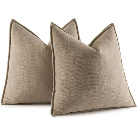 

MIULEE Pack of 2 Khaki Decorative Pillow Covers 16x16 Inch Soft Chenille Couch Throw Pillows Farmhouse Cushion Covers with Elegant Design for Sofa Bedroom Living Room Home Decor