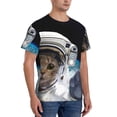 thumbnail image 2 of Bixox Men's Cat Astronaut Printed Short Sleeve Skinny Athletic T-Shirt, 2 of 6